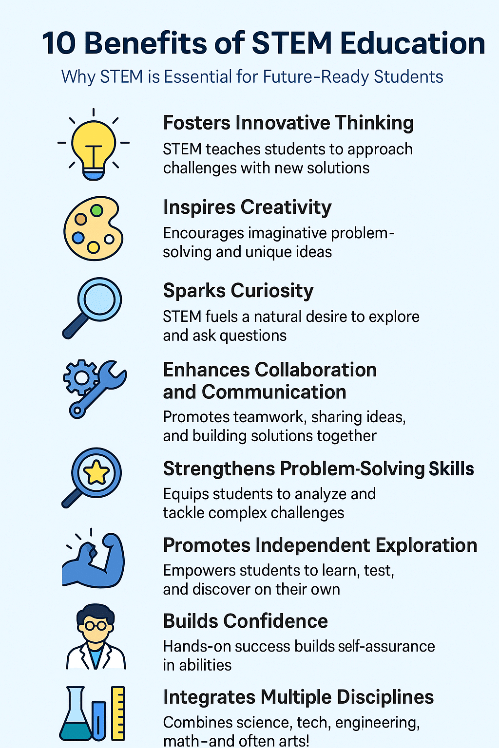 10 Benefits of STEM Education 10 Benefits of STEM Education Infographic