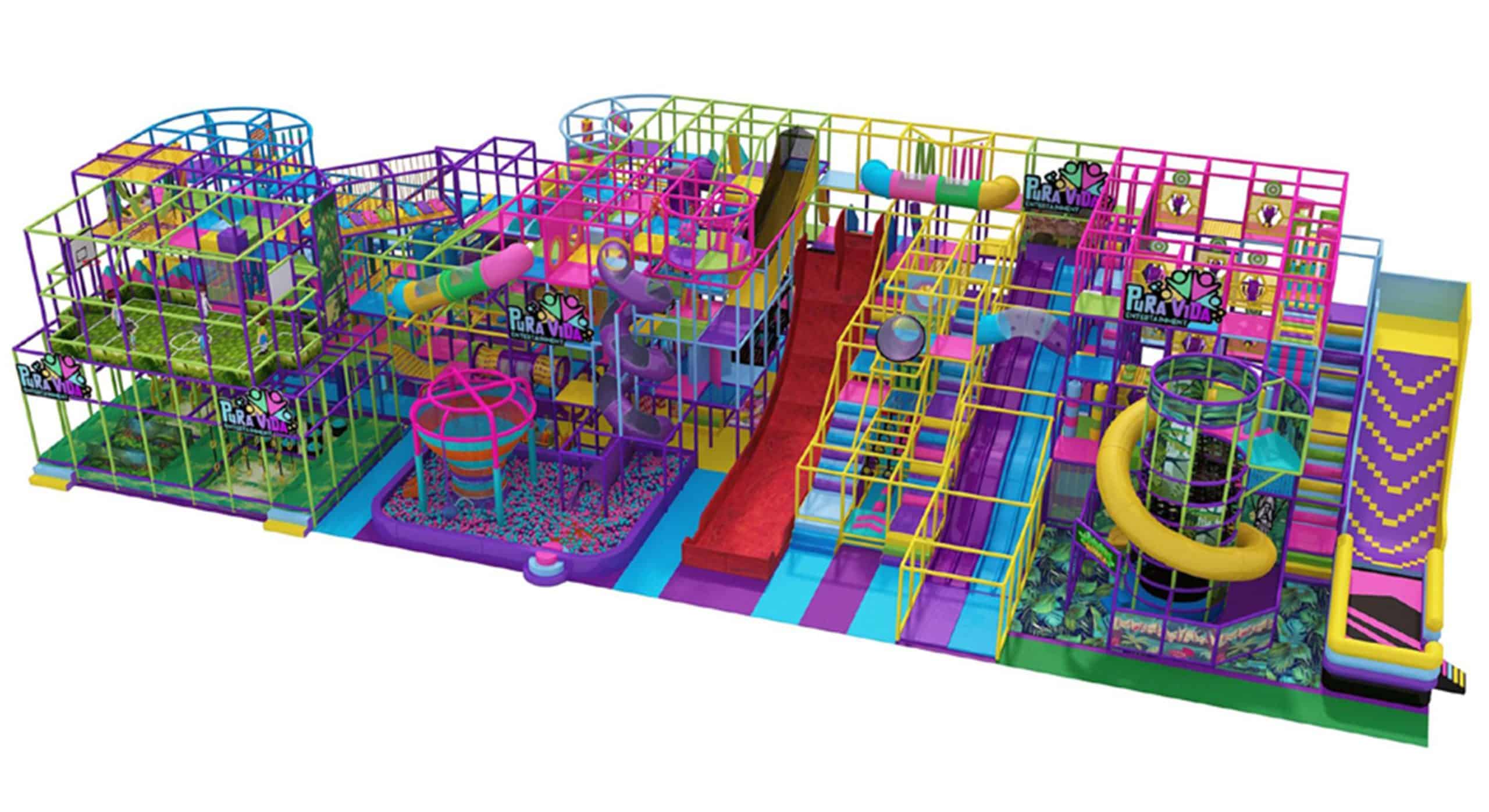 Jungle Themed Indoor Adventure Park Slides and Climbing Fun-front