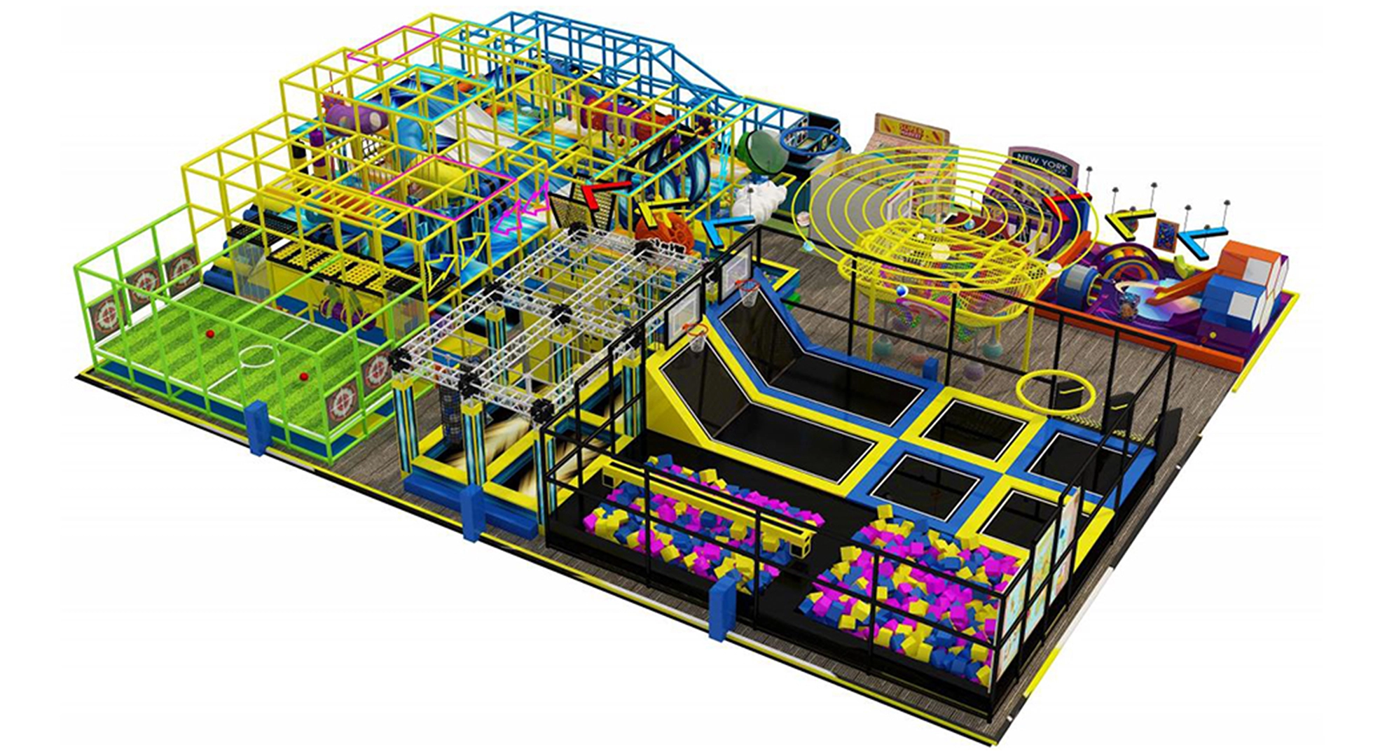 Kids Indoor Trampoline Park with Ninja Course