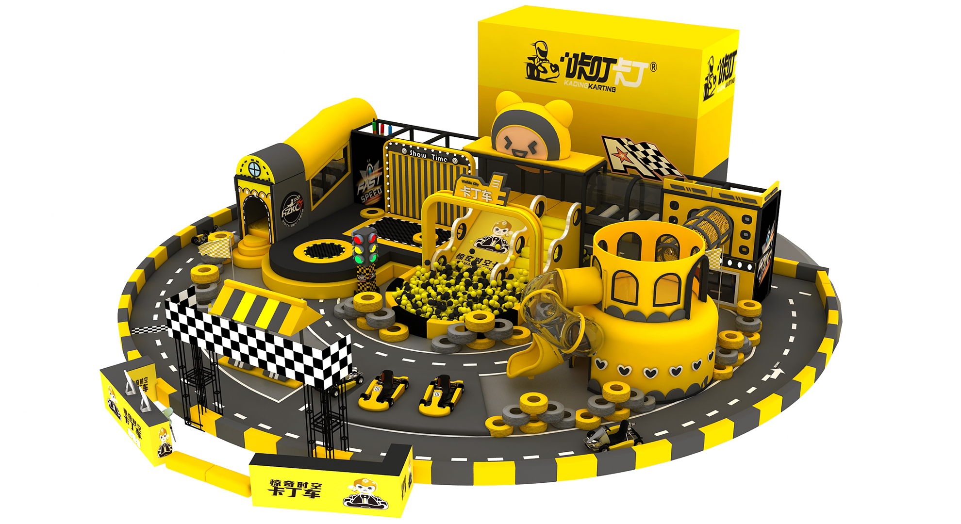 Custom Indoor Playground Equipment with Go Kart Theme