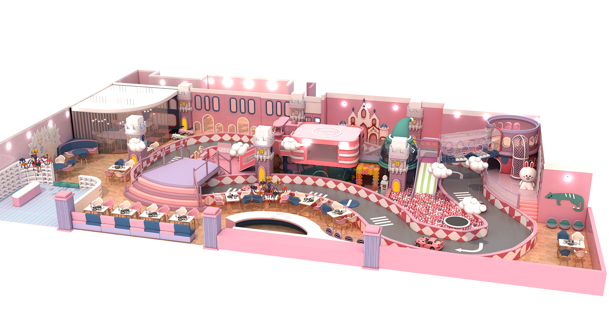 700㎡ Large Pink Castle Indoor Playground with Dining Area 700㎡ Large Pink Castle Indoor Playground with Dining Area